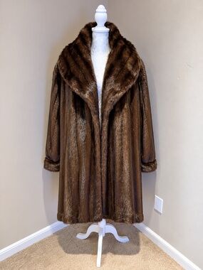 Vintage Marvin Richards Unisex Full-Length Faux Mink Fur Coat 5X